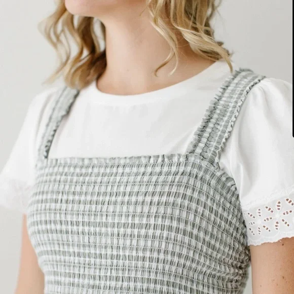 beachlunchlounge Green and White Midi Dress - Picture 4 of 7